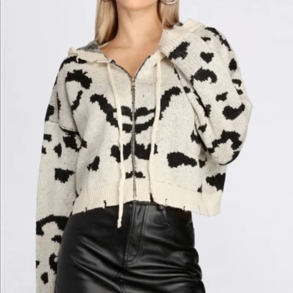 Leopard print sweater hoodie